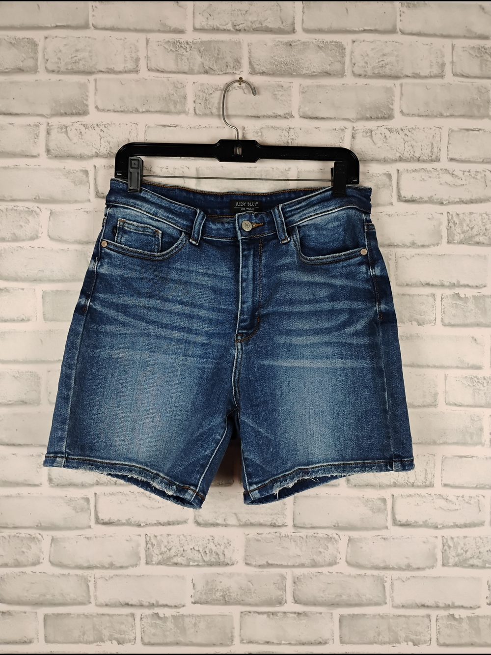 Judy Blue Medium Wash Denim Shorts with Raw Hem